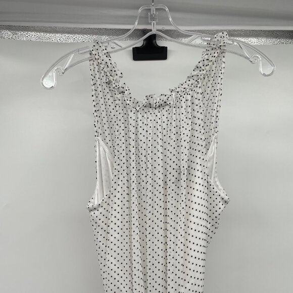 WHBM Womens Polka Dot Maxi Dress Halter Ruffle White/Black Belted Size 10 Lined - Picture 2 of 8